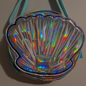 Disney Iridescent Holographic Shell Crossbody Bag with Teal Strap